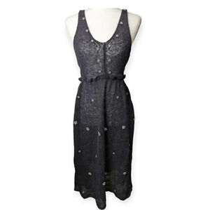 Zara Black Midi Dress Rhinestone Embellishment Wool